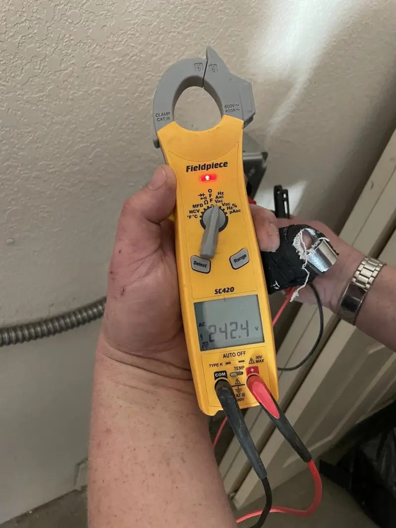 Voltage testing with clamp meter during Generator Installation in Castroville